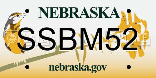 SSBM52 Nebraska License Plate