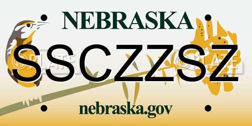SSCZZSZ Nebraska License Plate