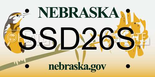 SSD26S Nebraska License Plate