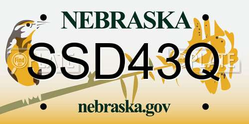 SSD43Q Nebraska License Plate