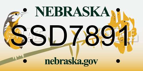 SSD7891 Nebraska License Plate