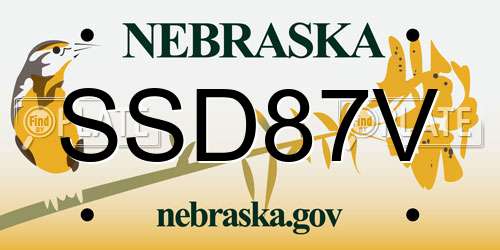 SSD87V Nebraska License Plate