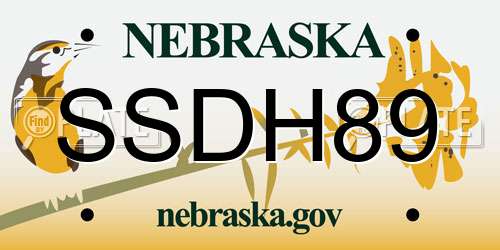 SSDH89 Nebraska License Plate