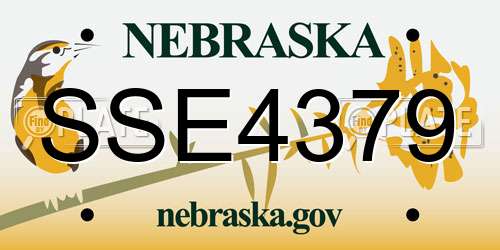 SSE4379 Nebraska License Plate