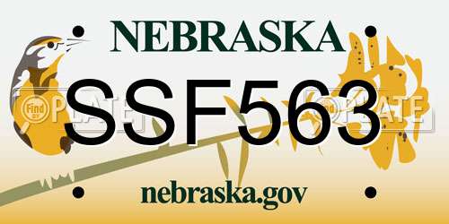 SSF563 Nebraska License Plate