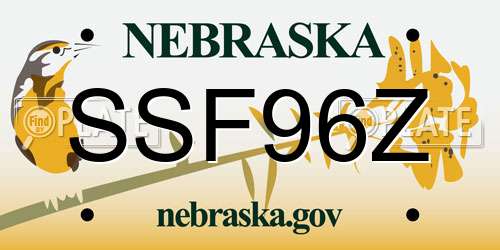 SSF96Z Nebraska License Plate