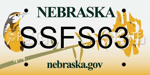 SSFS63 Nebraska License Plate