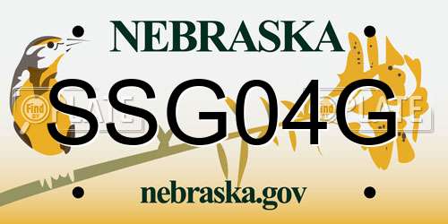 SSG04G Nebraska License Plate