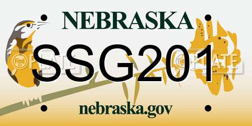 SSG201 Nebraska License Plate