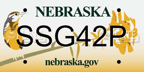 SSG42P Nebraska License Plate