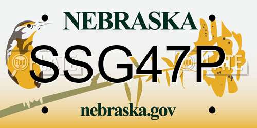 SSG47P Nebraska License Plate