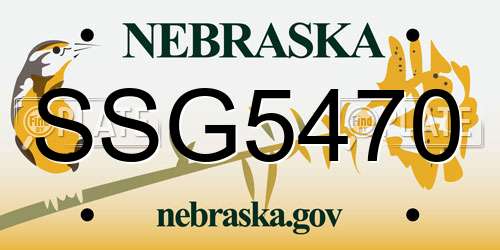 SSG5470 Nebraska License Plate