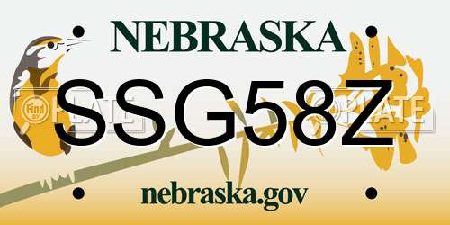 SSG58Z Nebraska License Plate