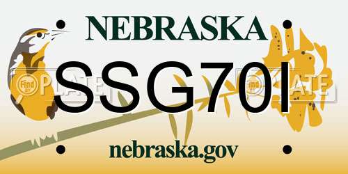 SSG70I Nebraska License Plate