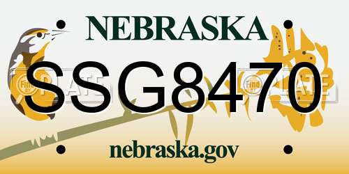 SSG8470 Nebraska License Plate