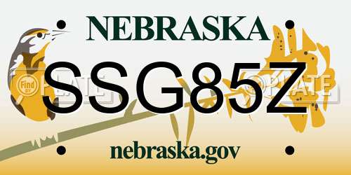 SSG85Z Nebraska License Plate