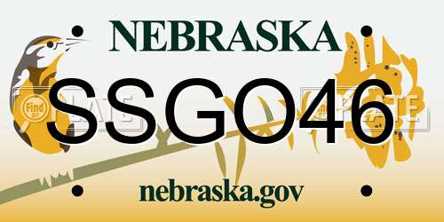SSGO46 Nebraska License Plate
