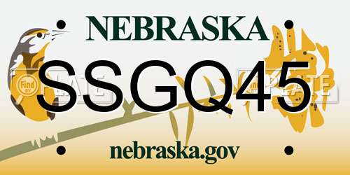 SSGQ45 Nebraska License Plate