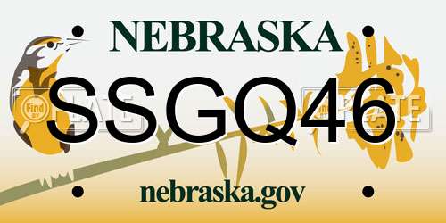 SSGQ46 Nebraska License Plate