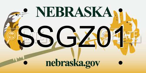 SSGZ01 Nebraska License Plate