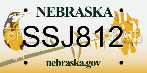 SSJ812 Nebraska License Plate
