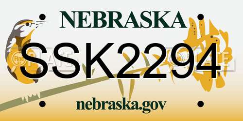 SSK2294 Nebraska License Plate