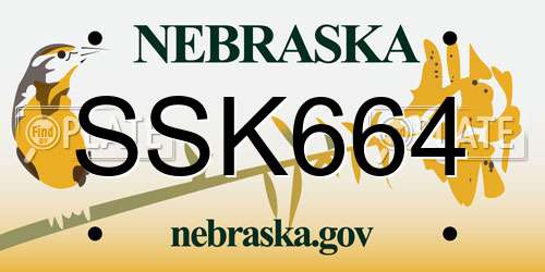 SSK664 Nebraska License Plate