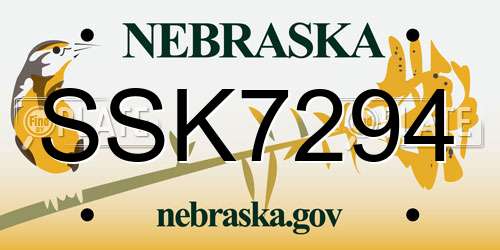 SSK7294 Nebraska License Plate