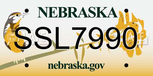 SSL7990 Nebraska License Plate