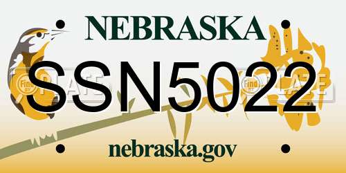 SSN5022 Nebraska License Plate