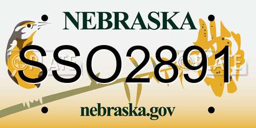 SSO2891 Nebraska License Plate