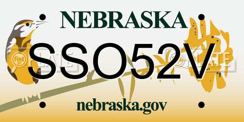 SSO52V Nebraska License Plate