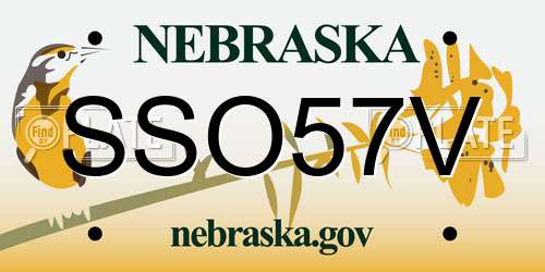 SSO57V Nebraska License Plate