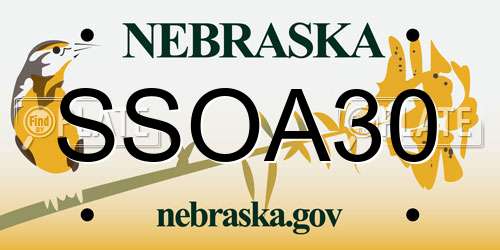 SSOA30 Nebraska License Plate