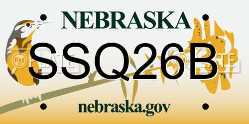 SSQ26B Nebraska License Plate