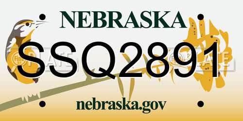 SSQ2891 Nebraska License Plate