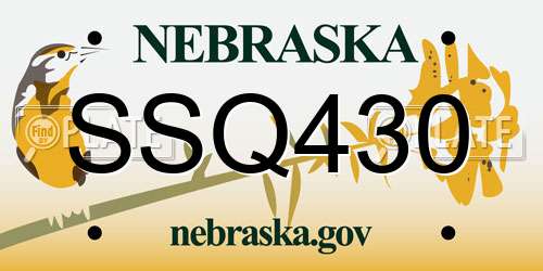SSQ430 Nebraska License Plate