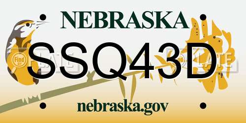 SSQ43D Nebraska License Plate