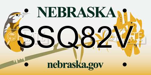 SSQ82V Nebraska License Plate