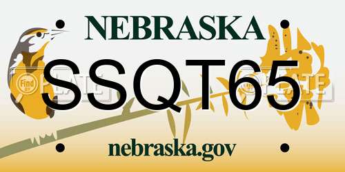 SSQT65 Nebraska License Plate