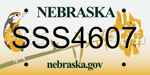 SSS4607 Nebraska License Plate