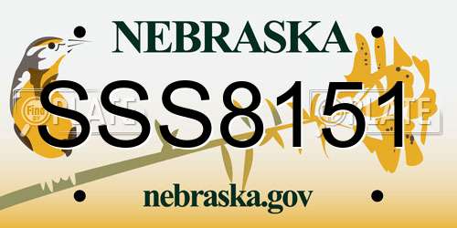 SSS8151 Nebraska License Plate