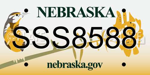 SSS8588 Nebraska License Plate