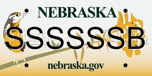 SSSSSSB Nebraska License Plate
