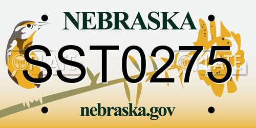 SST0275 Nebraska License Plate