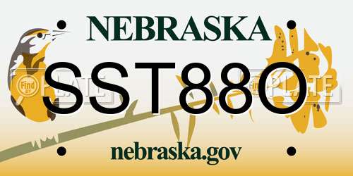 SST88O Nebraska License Plate