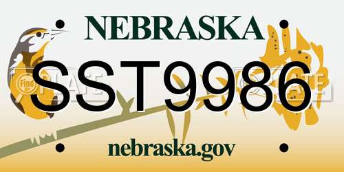 SST9986 Nebraska License Plate