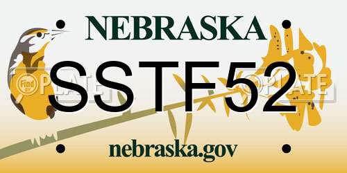SSTF52 Nebraska License Plate