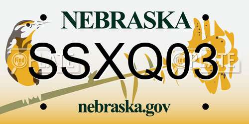 SSXQ03 Nebraska License Plate
