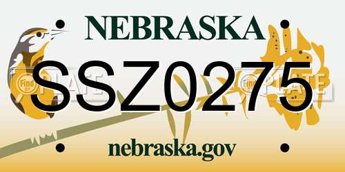 SSZ0275 Nebraska License Plate